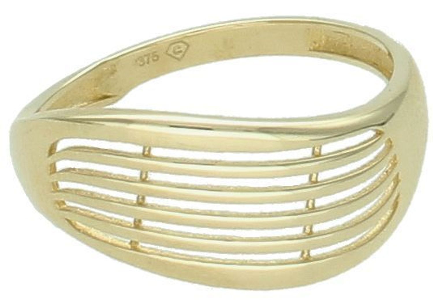 Pierścionek złoty próba 375, PI 7131 375 Pierścionek wykonany z żółtego 9 karatowego złota o charakterystycznej formie. Złote pierścionki 375 idealne na prezent. Damski złoty pierścionek wykonany 1.jpg